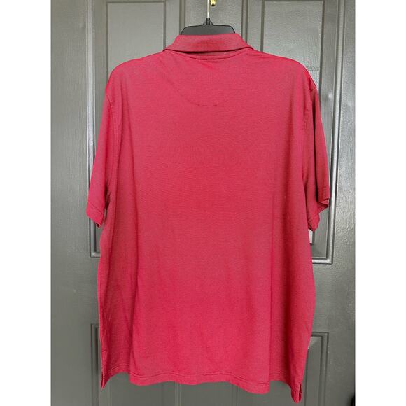 Van Heusen Men's Red Ribbed Short Sleeve Polo-shirt  Size XL - Picture 2 of 7